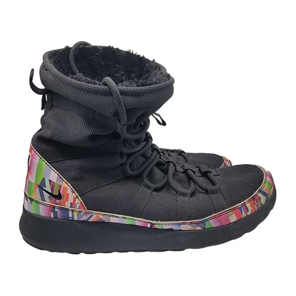 Nike Roshe One High Print GS Womens 8.5 - Kids 7Y Black Lined Shoes 807744-002 - Picture 7 of 12